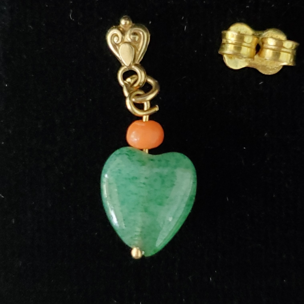 Single 14k Jade Heart Earring